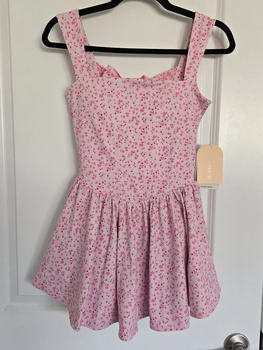 NWT Blogilates Women's Mommy & Me Princess Bow Back Dress, Pink Floral Print - Picture 6 of 14